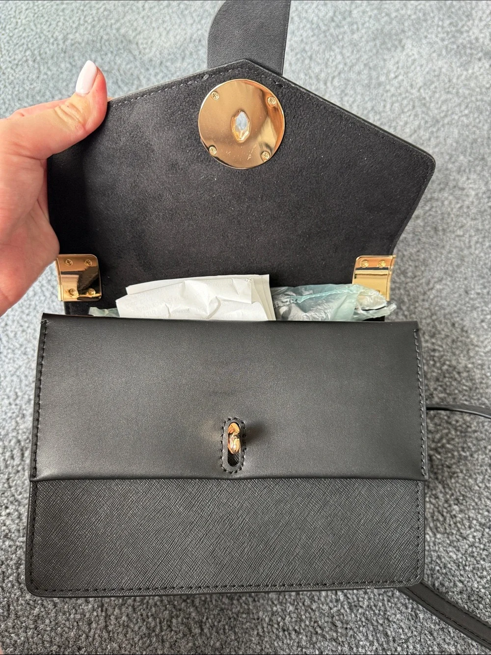 Michael Kors Black Crossbody with Gold MK Emblem
